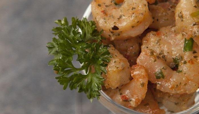 Shrimp Scampi with Green Onions and Chive Flowers