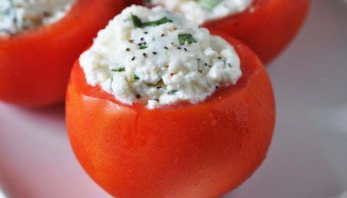 Stuffed Tomatoes with Truffle Herbed Goat Cheese